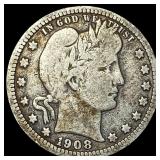 1908-S Silver Barber Quarter NICELY CIRCULATED