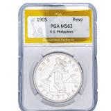 1905 US-Philippines Silver Peso PGA MS63