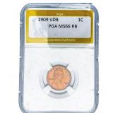 1909 VDB Wheat Cent PGA MS66 RB