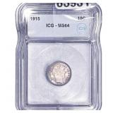 1915 Barber Dime ICG MS64
