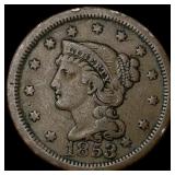 1853 Braided Hair Large Cent LIGHTLY CIRCULATED