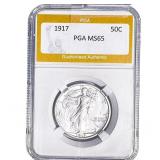 1917 Walking Liberty Half Dollar PGA MS65