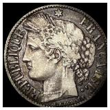 1894 France Silver 1 Franc CLOSELY UNCIRCULATED