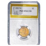 1917-S Wheat Cent PGA MS63 RB
