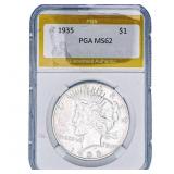 1935 Silver Peace Dollar PGA MS62