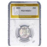 1893 Isabella Silver Quarter PGA MS65+