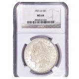 1921-D Morgan Silver Dollar NGC MS64