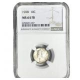 1928 Mercury Silver Dime NGC MS64 FB