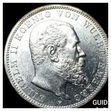 1911 Germany Silver 3 Marks CLOSELY UNCIRCULATED
