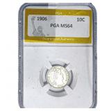 1906 Barber Dime PGA MS64
