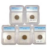 [5 Coins] 1913-1919 Wheat Cent ICG EF/AU40-55