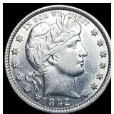 1892 Silver Barber Quarter NEARLY UNCIRCULATED