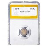 1845 Seated Liberty Half Dime PGA AU58+