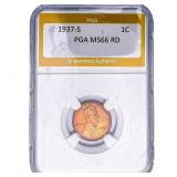 1937-S Wheat Cent PGA MS66 RD