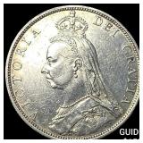 1890 Great Britain Silver 1 Florin CLOSELY UNCIRCU