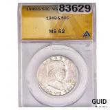 1949-S Franklin Half Dollar ANACS MS62