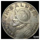 1934 Panama Silver 1 Balboa NEARLY UNCIRCULATED