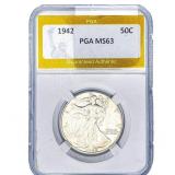 1942 Walking Liberty Half Dollar PGA MS63