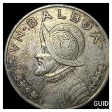 1934 Panama Silver 1 Balboa NEARLY UNCIRCULATED