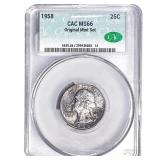 1958 Washington Silver Quarter CAC MS66