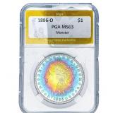 1886-O Morgan Silver Dollar PGA MS63 Monster
