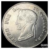 1858 Bolivia Silver 1 Reale CLOSELY UNCIRCULATED