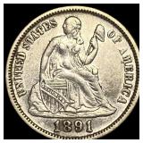 1891-O Silver Seated Liberty Dime CHOICE AU