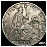 1891 Peru Silver 1 Sol UNCIRCULATED