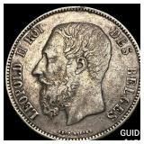 1870 Belgium Silver 5 Francs  UNCIRCULATED