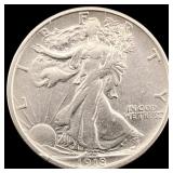 1918-S Walking Liberty Half Dollar NEARLY  UNCIRC