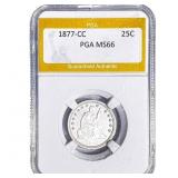 1877-CC Seated Liberty Quarter PGA MS66