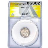 1913 Mercury Silver Dime ANACS AU53