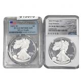 [2 Coins] 2022-2023 Silver Eagle PCGS/NGC PR70