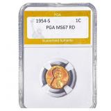 1954-S Wheat Cent PGA MS67 RD