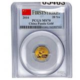 2014 20 Yn China Panda Gold  PCGS MS70