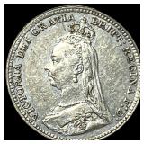 1891 Great Britain Queen Victoria Silver 3 Pence U
