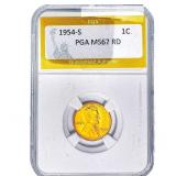 1954-S Wheat Cent PGA MS67 RD