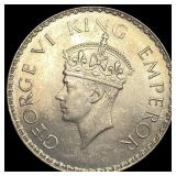 1941 British India SIlver 1 Rupee UNCIRCULATED