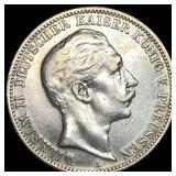 1910-A Germany Silver 3 Marks HIGH GRADE