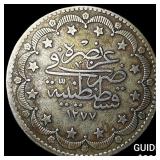 1873 Ottoman Silver 20 Piastres CLOSELY UNCIRCULAT