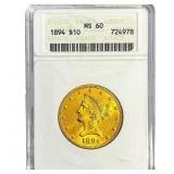 1894 $10 Gold Eagle ANACS MS60