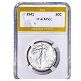 1942 Walking Liberty Half Dollar PGA MS65
