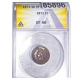 1871 Indian Head Cent ANACS EF40