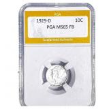 1929-D Mercury Silver Dime PGA MS65 FB