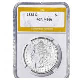 1888-S Morgan Silver Dollar PGA MS66