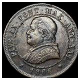 1866 Papal States Copper 4 Soldi HIGH GRADE