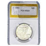 1943 Walking Liberty Half Dollar PGA MS64