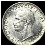 1929 Italy Silver 5 Lire CLOSELY UNCIRCULATED