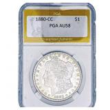 1880-CC Morgan Silver Dollar PGA AU58
