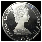 1975 Cayman Islands Silver Proof 2 Dollars GEM BU